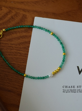 【追逐CHASE】原创天然绿玛瑙小米珠手链女轻奢小众设计高级感