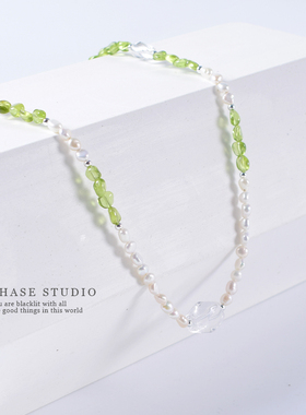 天然橄榄石+珍珠项链女