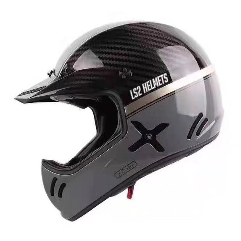 LS2摩托车复古碳纤维越野盔男个性拉力头盔四季安全防摔防撞限量