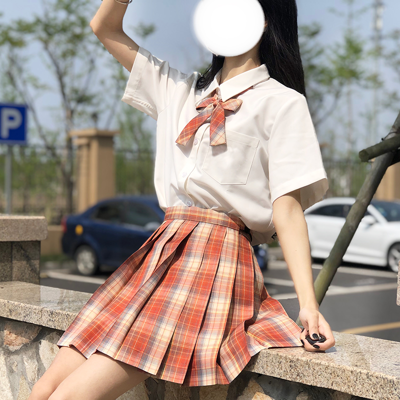 妙氏原创JK制服店正统JK刺绣衬衫奶白色制服衬衣长袖短袖女学生米白 学院风校供1