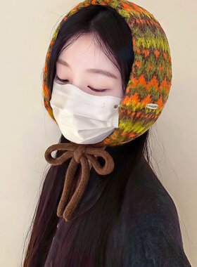 复古文艺风耳罩提花针织费