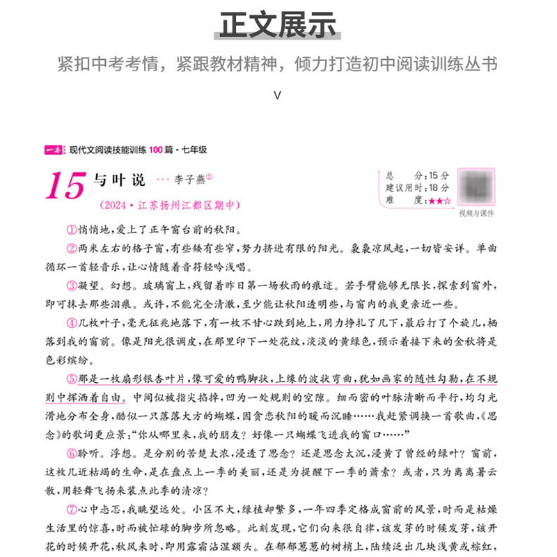 2025版一本七年级八年级九年级中考语文现代文阅读技能训练100篇人教版初中生初一初二初三课外阅读理解专项训练册必刷题总复习书