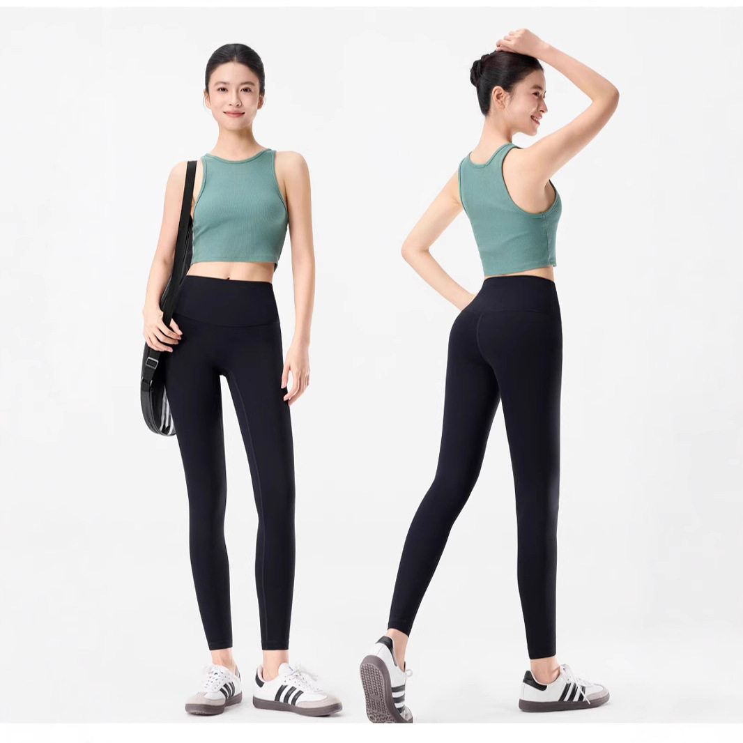 热销修身无痕提臀鲨鱼瑜伽裤子外穿健身云感打底压缩不掉档紧身裤