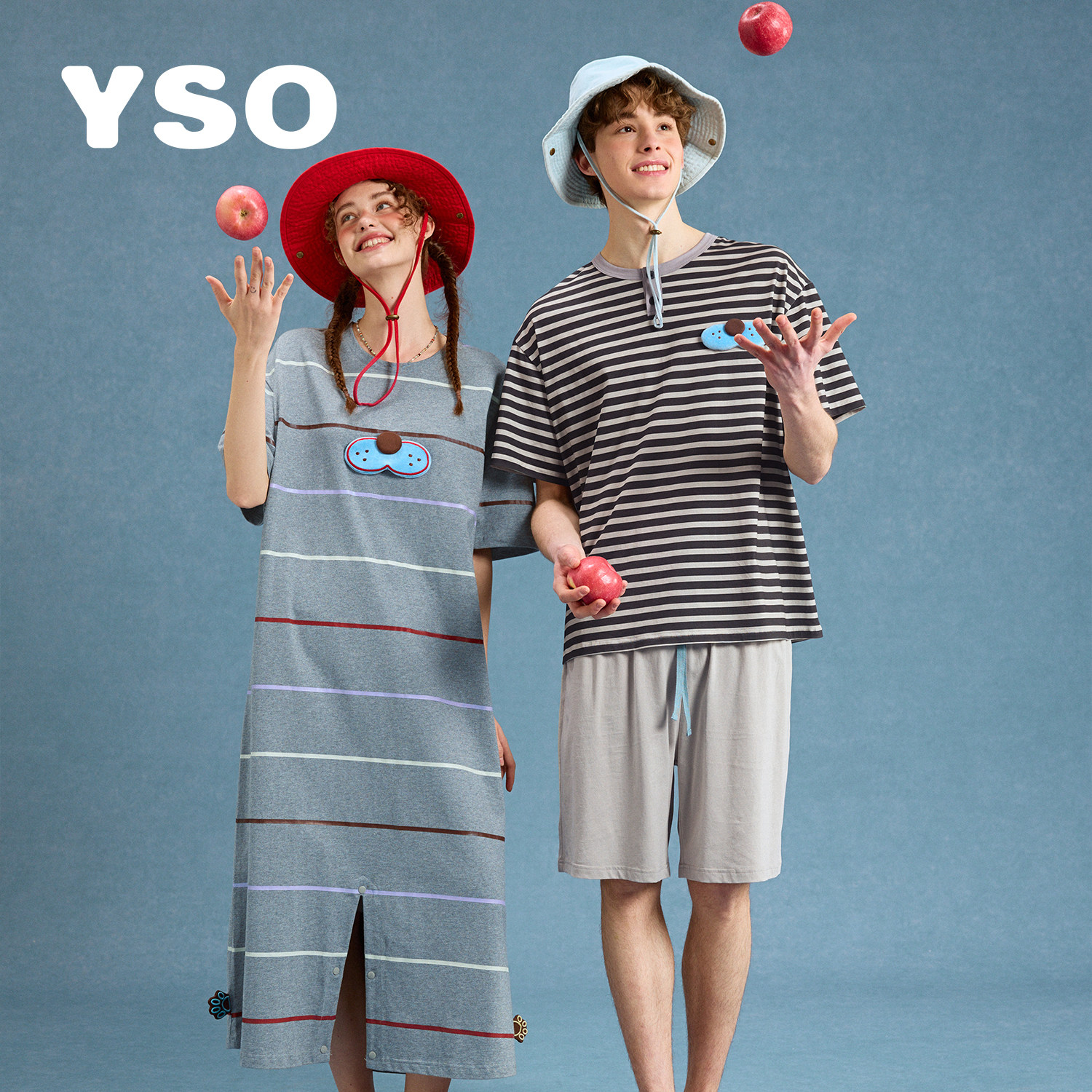 yso【酷猫系列】情侣睡衣春夏款短袖短裤男女款可外穿家居服套装B,淘宝优惠券,粉丝福利购,淘宝优惠卷