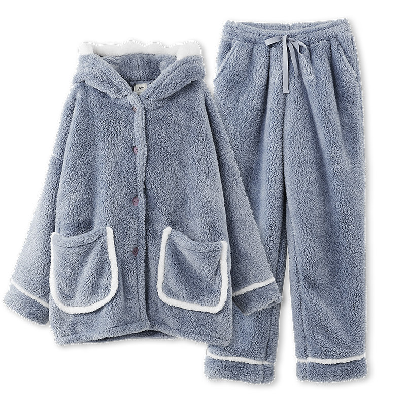 yso冬珊瑚绒秋冬季卡通加绒睡衣 yso睡衣/家居服套装