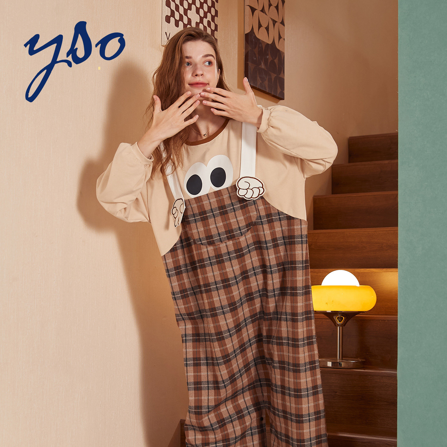 yso春秋2022年新款大眼仔纯棉睡衣 yso睡衣/家居服套装