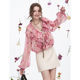 Fairy's original French ruffled printed chiffon shirt for women 2025 spring new design and temperament top