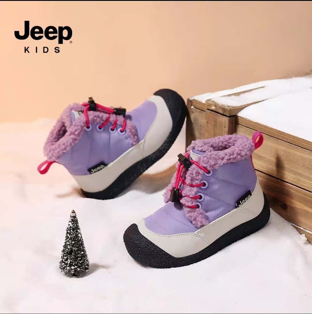 Jeep儿童雪地靴冬季防滑加绒加厚男童保暖大棉靴2025新款女童棉鞋,淘宝优惠券,粉丝福利购,淘宝优惠卷
