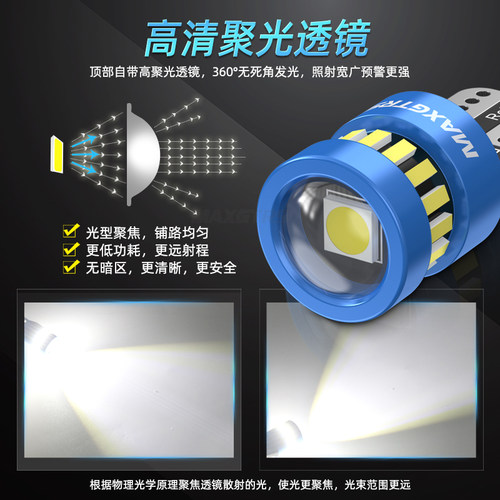 12v汽车示宽灯超亮t10led带透镜w5w牌照灯行车改装阅读灯插泡通用 - 图0