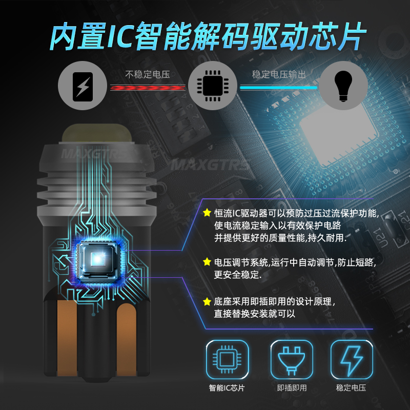 高亮新能源汽车专用LED灯泡示宽灯T10 W5W阅读灯牌照灯凸芯片聚光 - 图2
