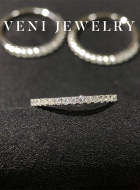 Veni珠宝 半岛情书 莫桑钻排戒18K金叠戴关节戒指简约百搭时尚女