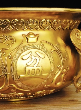 聚宝盆客厅摆件纯铜招财中式