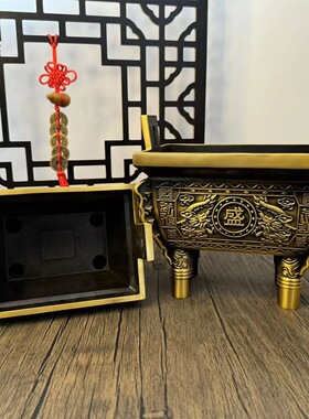 纯黄铜鼎龙鼎家居客厅装饰鼎摆件铜香炉开业送礼办公室鼎盛千秋鼎