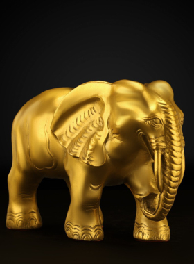 纯黄铜大象摆件一对铜大小号光面象家居客厅办公室铜吸水象工艺品