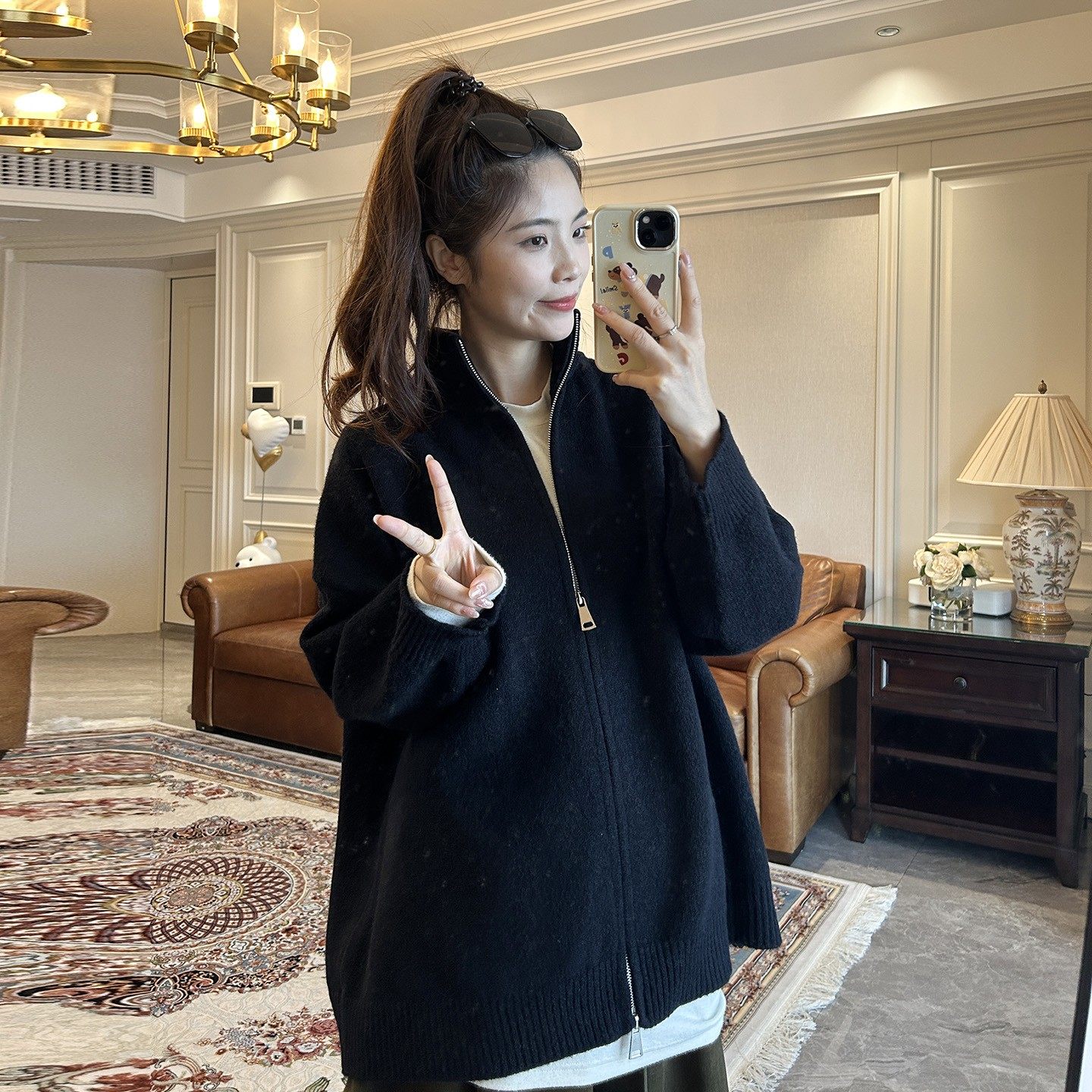 孕妇秋冬宽松遮肉显瘦慵懒风毛衣开衫学院休闲拉链针织外套上衣,淘宝优惠券,粉丝福利购,淘宝优惠卷