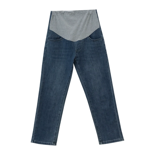 Штаны, летние эластичные джинсы с поддержкой живота, свободный прямой крой