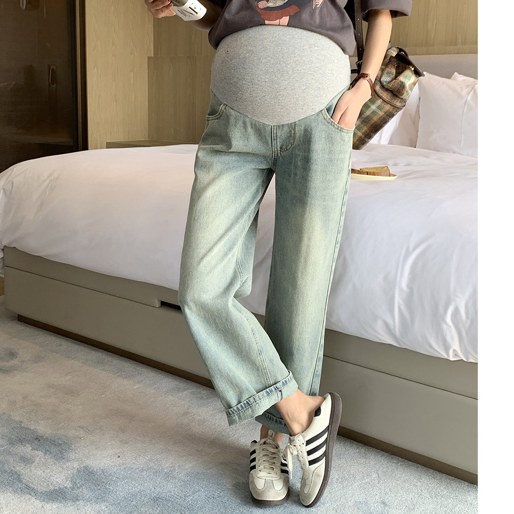 孕妇牛仔裤春秋季外穿2026新款直筒宽松休闲裤复古水洗托腹老爹裤,淘宝优惠券,粉丝福利购,淘宝优惠卷