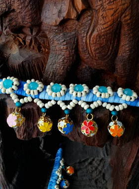 扎染手环田嘉瑞同款手链瑞瑞景泰蓝铃铛手链云南少数民族丽江绳编