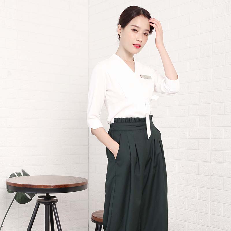 秋冬韩式皮肤管理工作服美容师衣服中袖冬季修身养生馆中式工作服 秋冬韩式皮肤管理工作服美容师衣服中袖冬季修身养生馆中式工作服