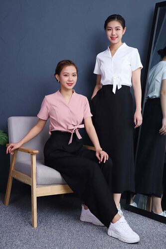 夏季美容师美容院足浴养生会所足疗短袖气质按摩技师工作服女套装 - 图2