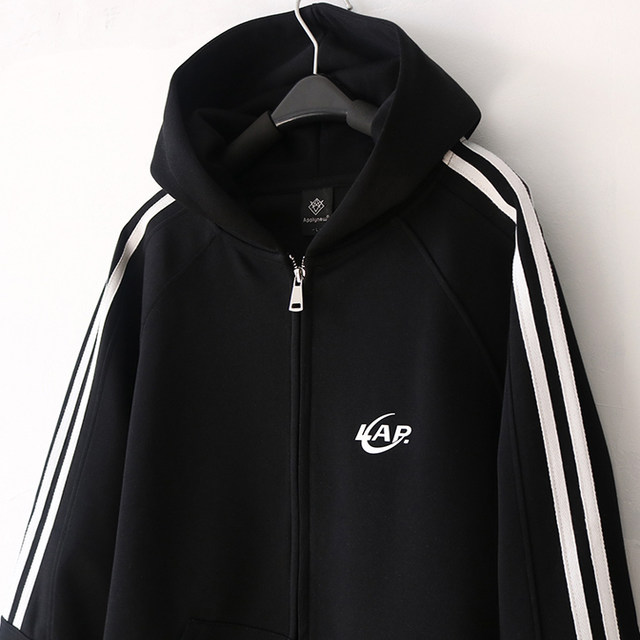 Three-stripe cardigan hooded zipper sweatshirt for men, spring trendy brand couple jacket, sports long-sleeved top, couple style for women