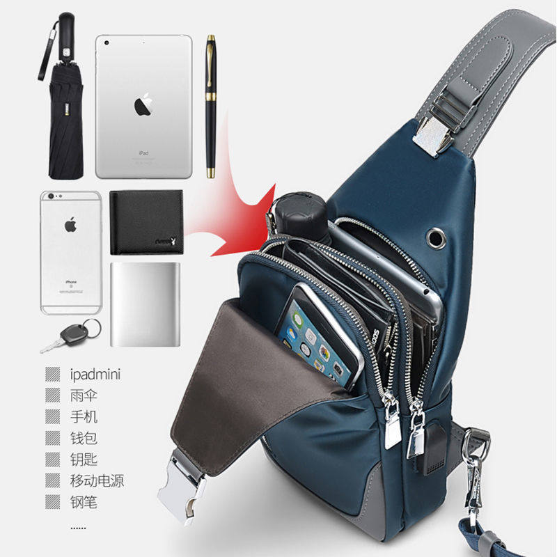 鲁克袋鼠男韩版潮帆布斜跨斜挎包 pretorian胸包