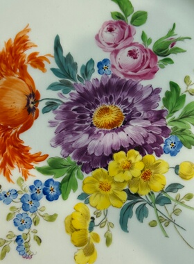中古欧瓷收藏德国meissen手绘繁花花簇挂盘赏盘18cm1等 2款