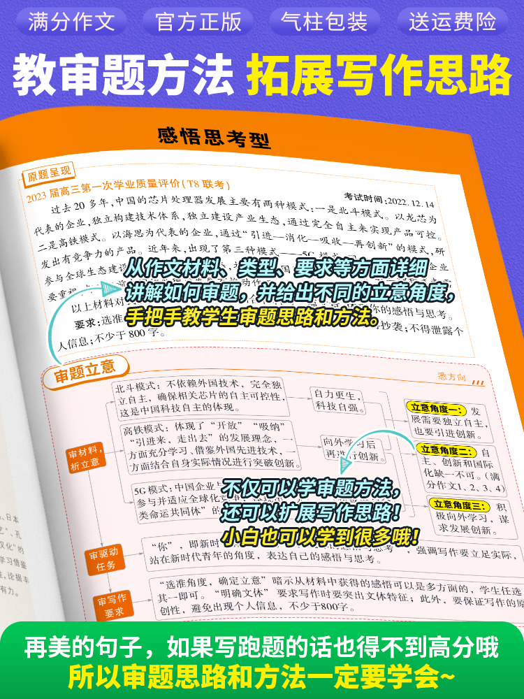 腾远高考2024新版高考满分作文名校模考高中语文作文素材专项训练书语文英语任选高一二三解题达人优秀作文范文大全议论文写作模板 - 图1