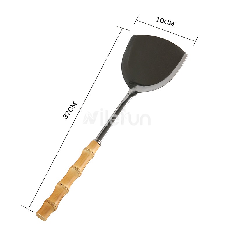 创意厨具锅铲厨房用品不锈钢防烫竹木根鞭竹节长柄烹饪炒菜铲子