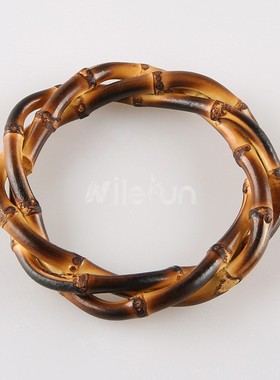 个性服装配饰首饰复古烤黑色竹鞭手镯 麻花竹根手环 竹节手镯