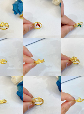 简约不易掉色活口女花戒竹节戒指