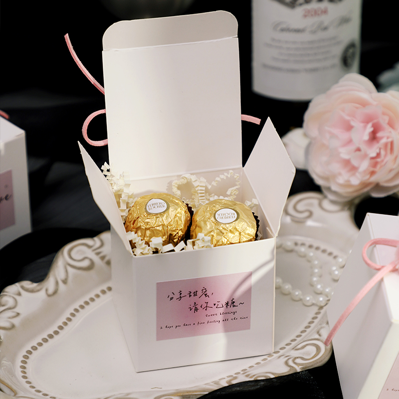喜糖盒结婚高级感粉色花朵糖盒婚礼订婚专用创意小清新糖果空盒子-图2