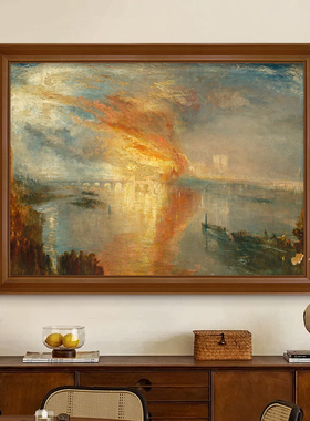 透纳战斗的无畏号欧式中古风油画装饰画客厅卧室餐厅挂画壁画遮丑