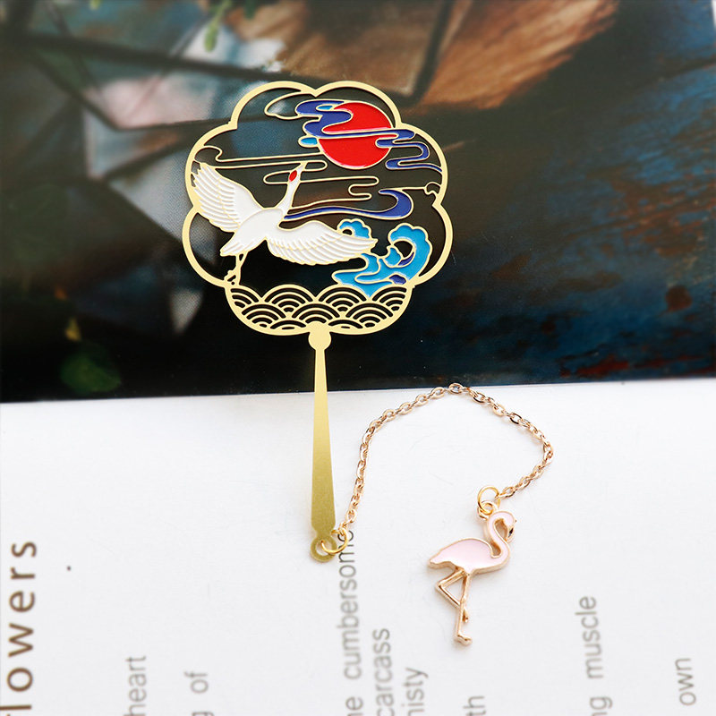 锦鲤团扇 猫咪鹿金属书签中国风古 热品库 性价比省钱购