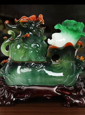 皮丘貔貅摆件玉白菜招财聚财百财如意客厅酒柜店铺装饰品开业礼品