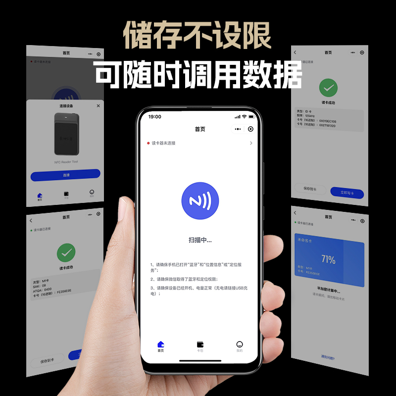 RFID新款蓝牙nfc读写器icid门禁电梯卡复卡复制复刻模拟手机手环 - 图1