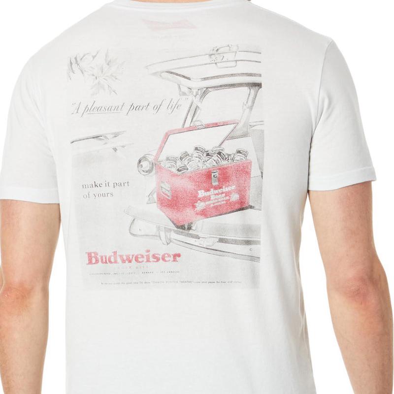 Lucky Brand Budweiser男代购美国舒适休闲风专柜白色印花短袖T恤 - 图3