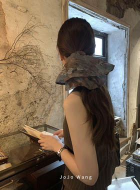 生巧墨蓝~咖色气质肠圈大发圈女