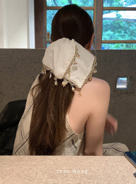 海边度假风~气质方形发圈女扎头发多层发饰高级洋气韩国时尚头绳