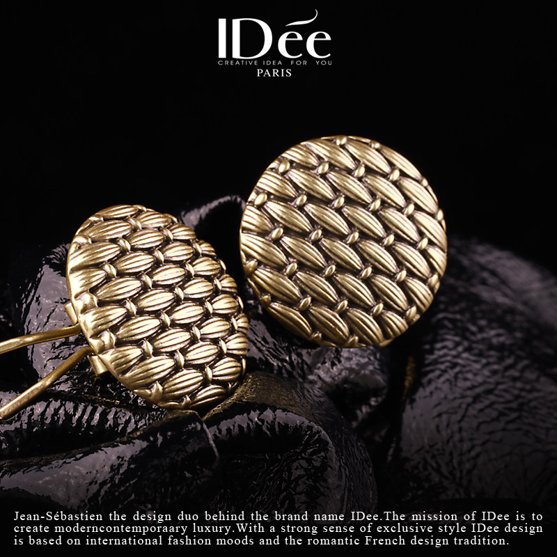 法国idee圆形编织大气复古潮牌耳钉 idee耳钉