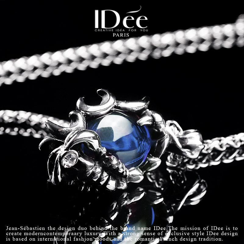 法国idee蝎子蓝宝石男潮个性吊坠 idee项链