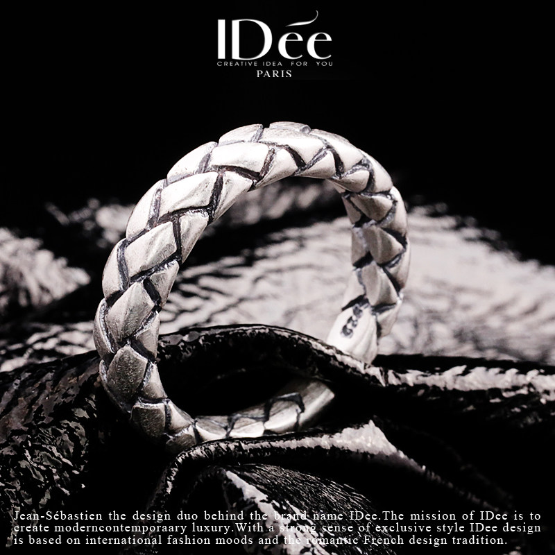 法国idee编织男女潮牌嘻哈银戒指 idee戒指/指环