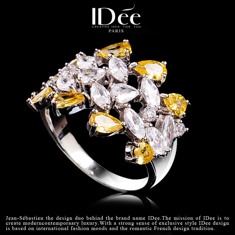 法国idee闪钻黄水晶女套装婚礼项链 idee项坠/吊坠