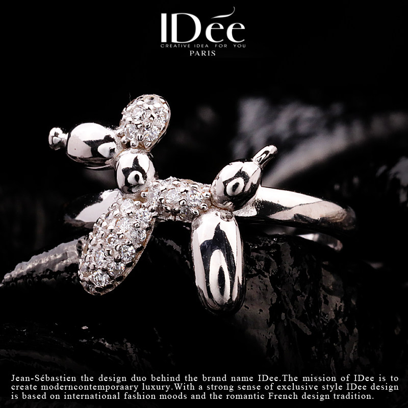 法国idee生肖小狗小女戒纯银戒指 idee戒指/指环