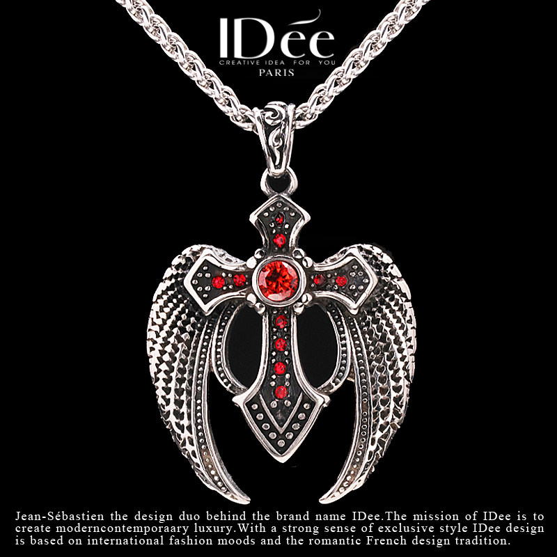 法国idee羽翼十字架男个性天使吊坠 idee项链