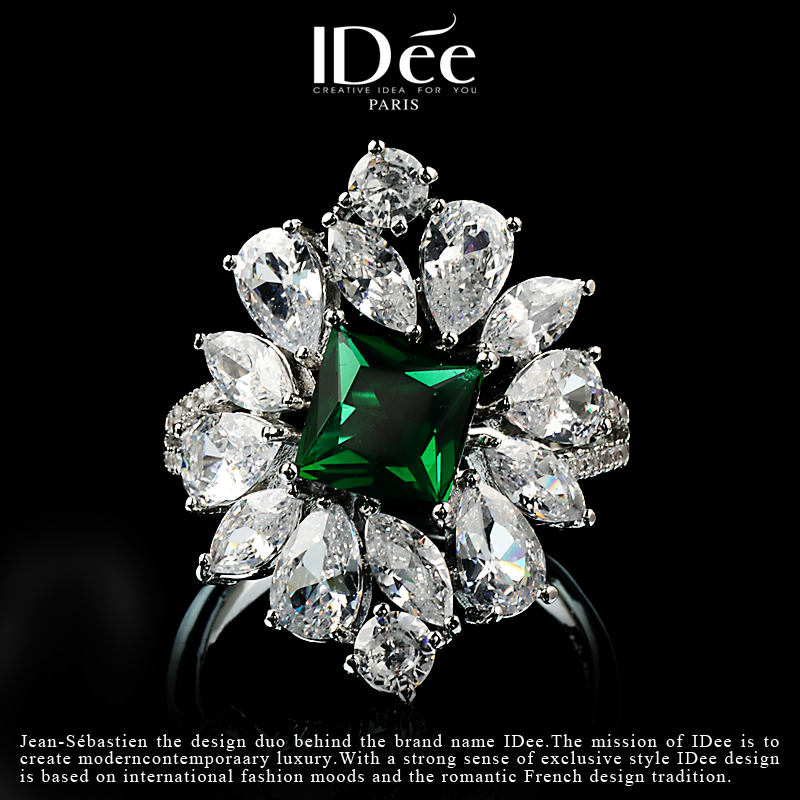 法国idee祖母绿满钻项链套装感颈链 idee组合套装