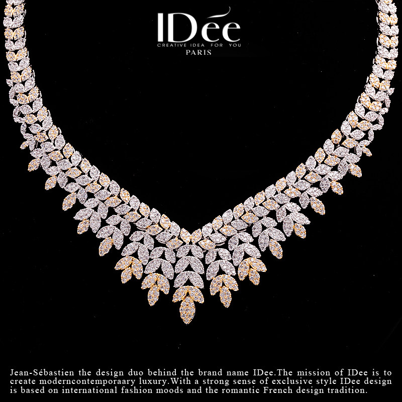 法国idee繁花闪钻套装饰品女项链 idee项链