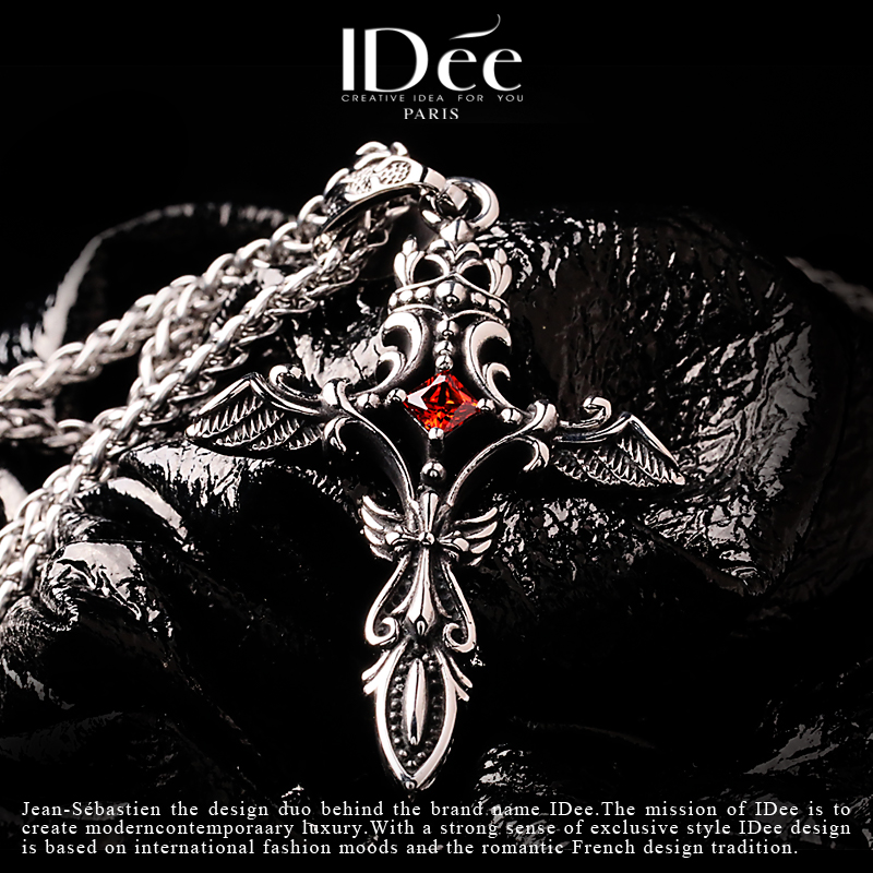 法国idee红钻十字架男潮牌羽翼挂坠 idee项坠/吊坠