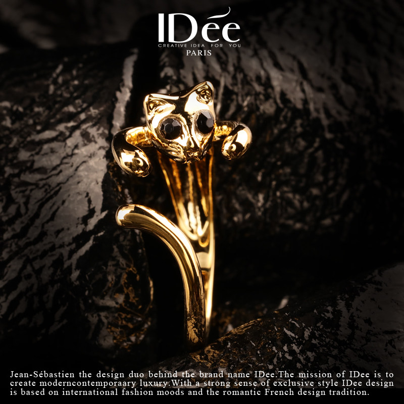 法国idee女食指戒韩式时尚小猫指环 idee戒指/指环