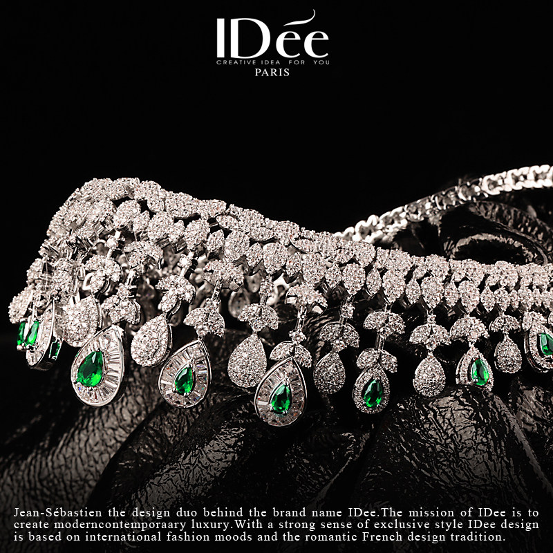 法国idee盛世祖母绿女高档轻奢项链 idee组合套装
